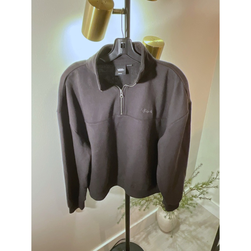 Vans stitch logo black quarterzip NWOT boxy loose fit SM back to school fall